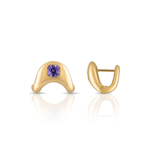 RTS Petite ZAHA Asscher Cut Purple Sapphire Earrings