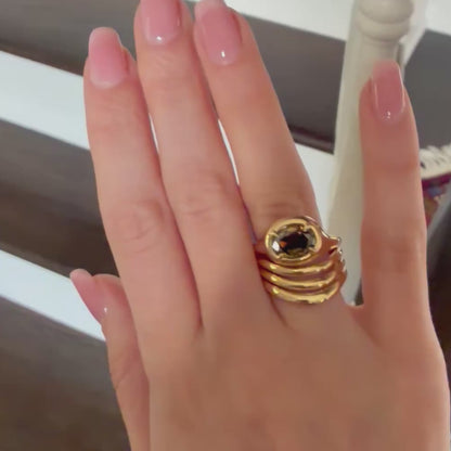 Beluga 03 Antique Oval Cut Brown Diamond Ring