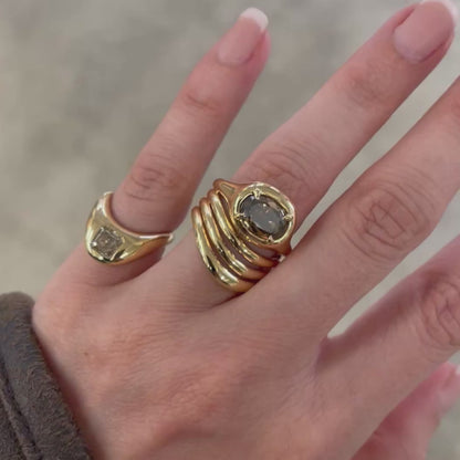 Beluga 03 Antique Oval Cut Brown Diamond Ring
