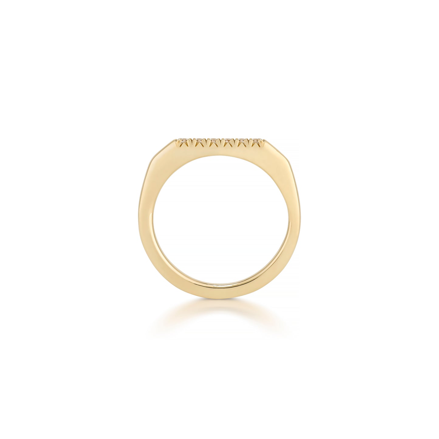 French Pavé Pinky Gold Diamond Ring- Cut Corners