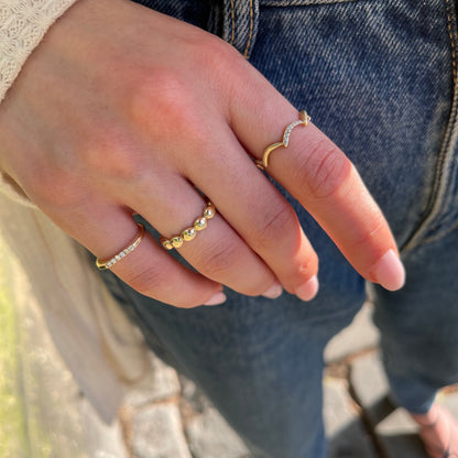Stackable Beaded Gold Ring