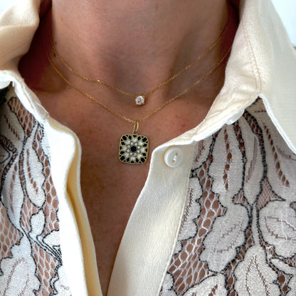 Mosaic Diamond Gold Necklace